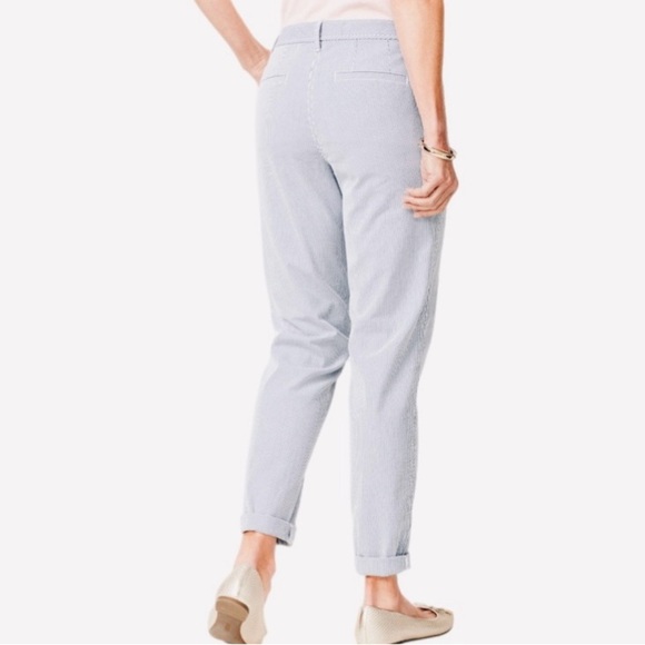 Talbot Girlfriend Chino Pants in White with Blue Stripes Size 4P - Picture 2 of 7